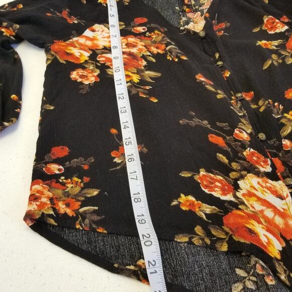 Love Riche Black & Multi Color Floral Tie Front Metal Buttons Good! Size S - Picture 7 of 13